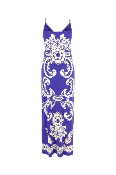Etro Draped Floral Maxi Dress With Spaghetti Straps In Multi
