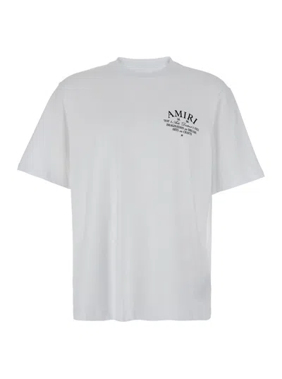Amiri White Crewneck T-shirt With Logo Print On The Front In Cotton Man In Gray