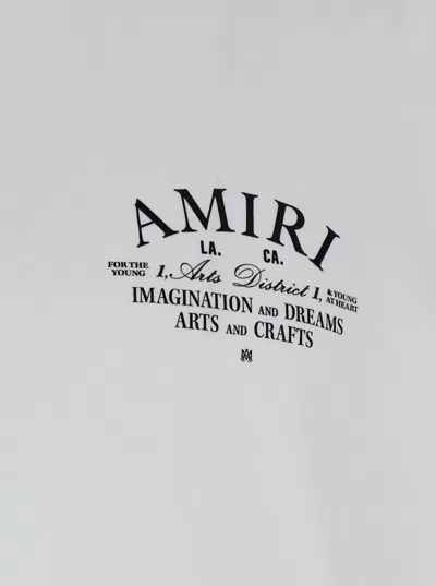 Amiri White Crewneck T-shirt With Logo Print On The Front In Cotton Man In Gray