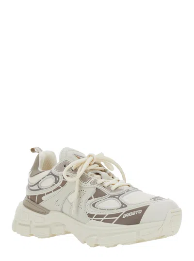 Axel Arigato Sphere Trip Running Beige Sneakers With Chunky Sole And Logo On Tongue In Leather And Fabric Blend W In White