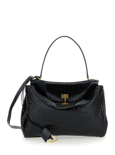 Balenciaga 'rodeo' Black Handbag With Removable Shoulder Strap In Leather Woman