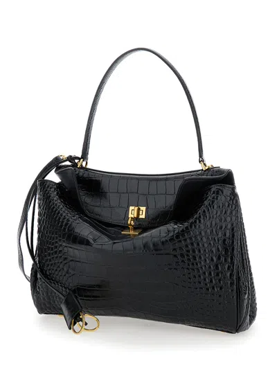 Balenciaga 'rodeo' Black Handbag With Removable Shoulder Strap In Leather Woman