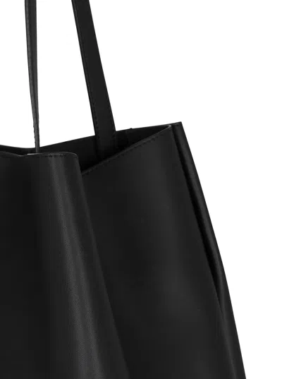 Balmain Embleme Black Tote Bag With Embossed Logo Lettering On The Front And Jewel Buttons On The Front In L