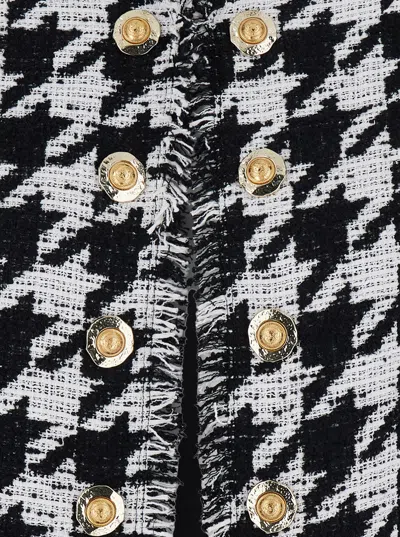 Balmain Tweed Houndstooth Jacket In Multi