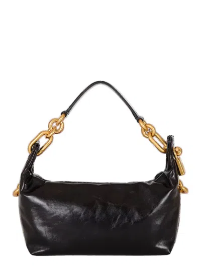 Balmain Sync Shoulder Bag In Soft Leather In Black
