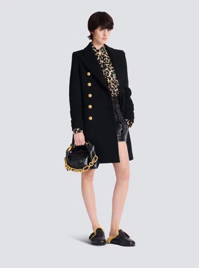 Balmain 'sync' Black Mini Handbag With Chain-link And Logo Plaque In Leather Woman