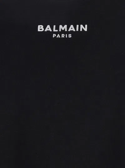 Balmain Black Crewneck Sleeveless Top With Logo Lettering Embroidery On The Front In Cotton Man In Black