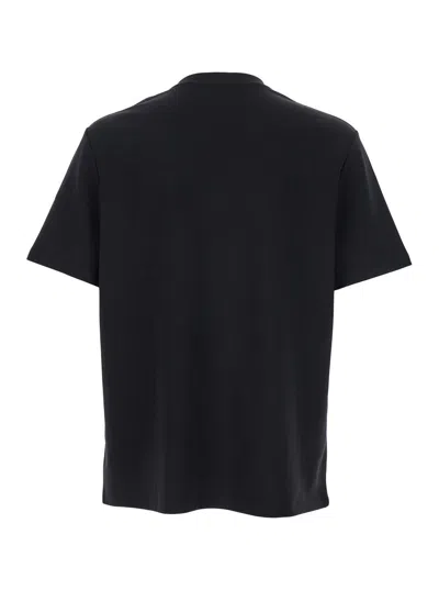 Balmain Black Crewneck T-shirt With Logo Print On The Front In Cotton Man