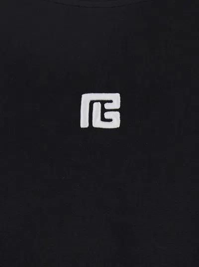 Balmain Black Crewneck T-shirt With Logo Print On The Front In Cotton Man