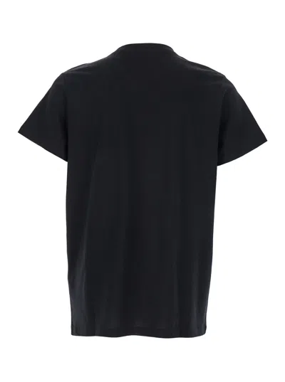 Balmain Black Crewneck T-shirt With Logo Print On The Front In Black