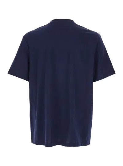 Balmain Blue Crewneck T-shirt With Logo Lettering Print On The Front In Blue