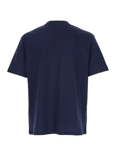 Balmain Blue Crewneck T-shirt With Logo Lettering Print On The Front