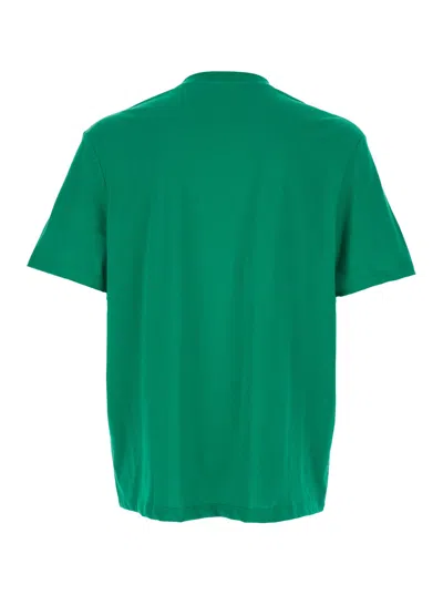 Balmain Green Crewneck T-shirt With Logo Lettering Print On The Front In Cotton Man