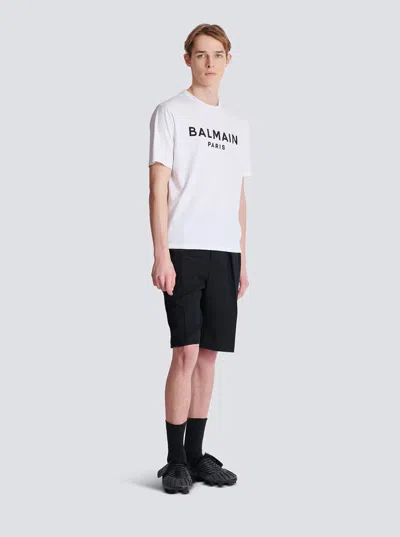 Balmain White Crewneck T-shirt With Contrasting Logo Lettering Print In White