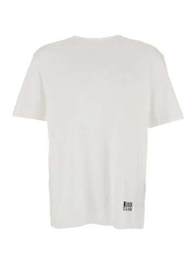 Balmain White Crewneck T-shirt With Logo Lettering Print On The Front In Cotton Man In White