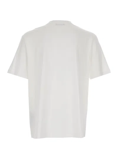 Balmain White Crewneck T-shirt With Logo Lettering Print On The Front In Cotton Man In White