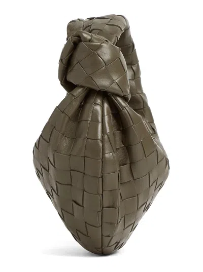 Bottega Veneta 'jodie' Green Mini Handbag With Knot Detail And Intrecciato Motif In Leather Woman