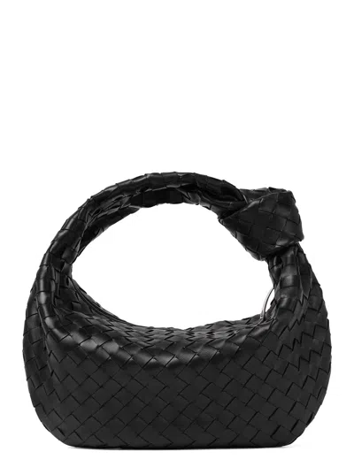 Bottega Veneta 'jodie' Black Small Shoulder Bag With Knot Detail And Intrecciato Motif In Leather Wo