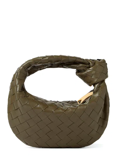 Bottega Veneta 'jodie' Green Mini Handbag With Knot Detail And Intrecciato Motif In Leather Woman