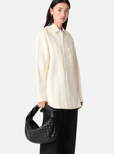 Bottega Veneta 'jodie' Black Small Shoulder Bag With Knot Detail And Intrecciato Motif In Leather Wo