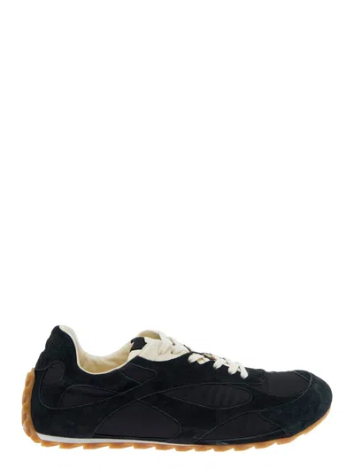 Bottega Veneta Black Suede And Nylon Orbit Flash Sneakers In Blue