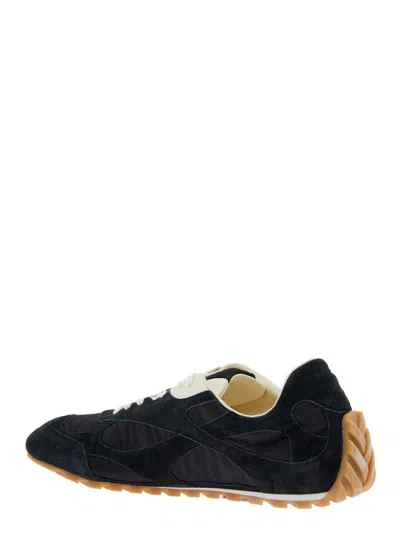 Bottega Veneta Black Suede And Nylon Orbit Flash Sneakers In Blue