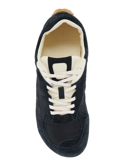 Bottega Veneta Black Suede And Nylon Orbit Flash Sneakers In Blue