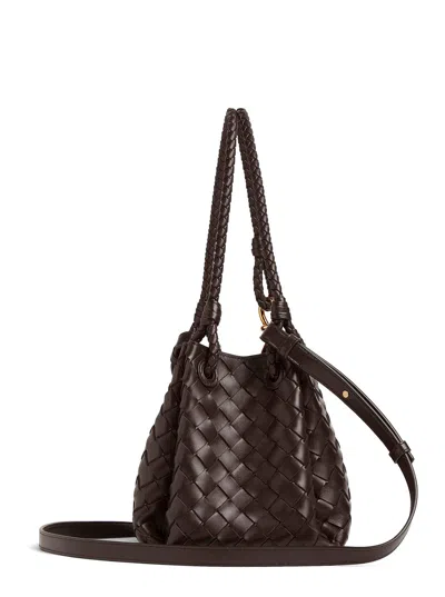 Bottega Veneta 'parachutte' Brown Shoulder Bag With Knot Detail And Intrecciato Motif In Leather Wom