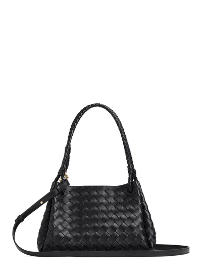 Bottega Veneta Women Parachute Leather Bag With Intrecciato Motif In Black