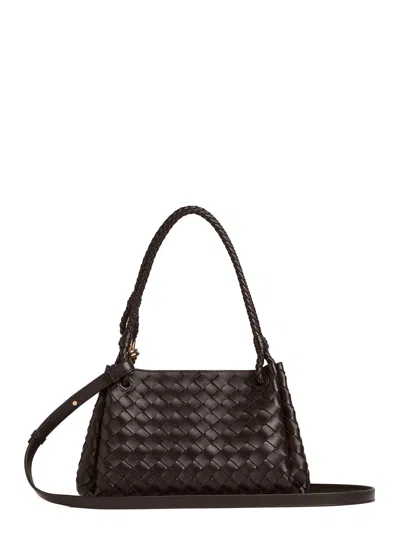 Bottega Veneta 'parachutte' Brown Shoulder Bag With Knot Detail And Intrecciato Motif In Leather Wom