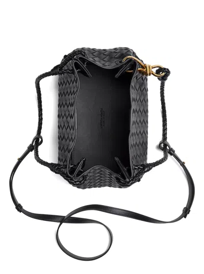 Bottega Veneta Women Parachute Leather Bag With Intrecciato Motif In Black