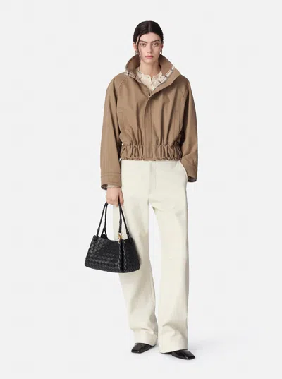 Bottega Veneta Women Parachute Leather Bag With Intrecciato Motif In Black