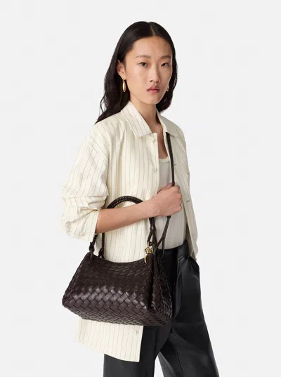 Bottega Veneta 'parachutte' Brown Shoulder Bag With Knot Detail And Intrecciato Motif In Leather Wom