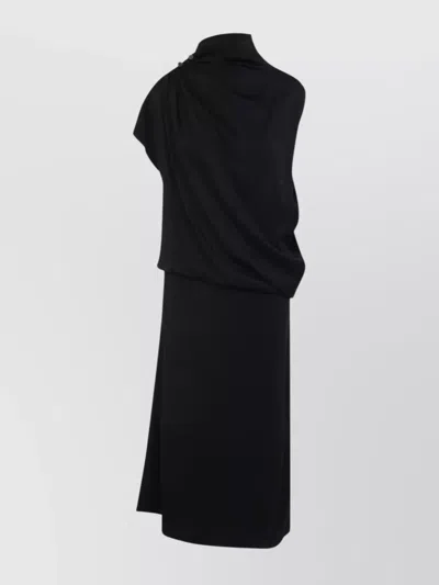 Fabiana Filippi Asymmetric Midi Dress Button Embellishments In Black