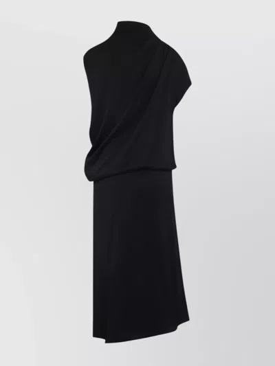 Fabiana Filippi Asymmetric Midi Dress Button Embellishments In Black