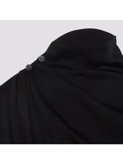 Fabiana Filippi Asymmetric Midi Dress Button Embellishments In Black