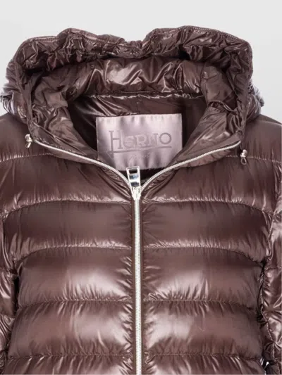 Herno A-shape Brown Ultralight Down Coat With Hood In Brown