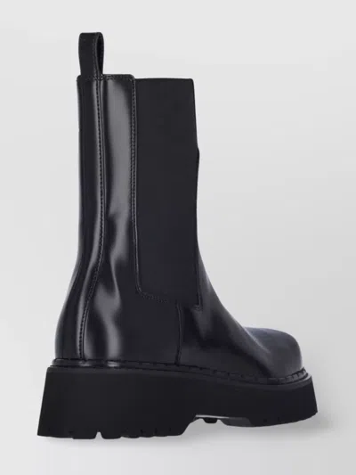 Gucci Thea Webbing-trimmed Glossed-leather Chelsea Boots In Black