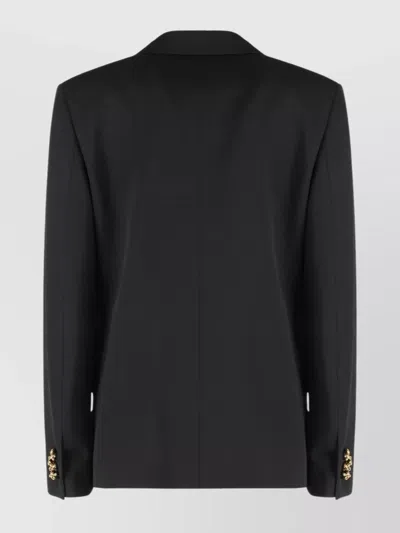 Bottega Veneta Double-breasted Wool Blazer With Embellished Buttons In Black