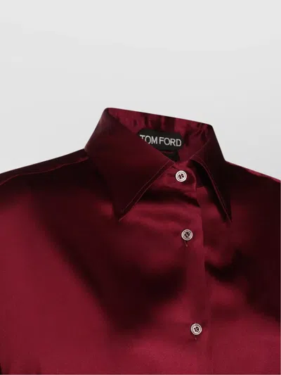 Tom Ford Camicia In Raso Di Seta Stretch Dal Taglio Rilassato In Burgundy