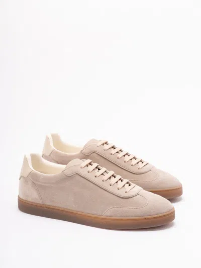 Brunello Cucinelli Beige Lace Up Sneakers In Gray