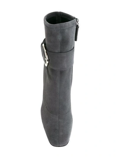 Shop Giuseppe Zanotti Design Studded Heel Ankle Boots - Grey