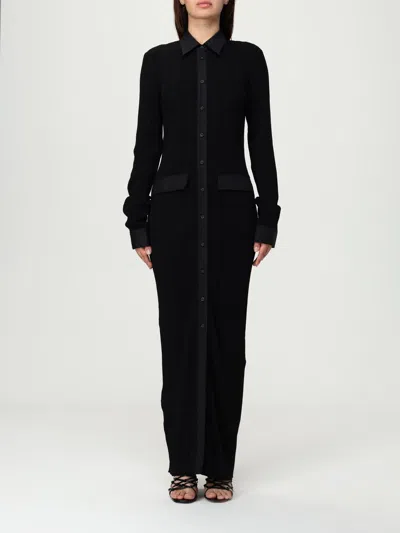 Totême Knitted Shirt Maxi Dress In Black