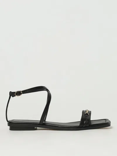 Michael Kors Sandal Lena Flat In Black Leather In Black