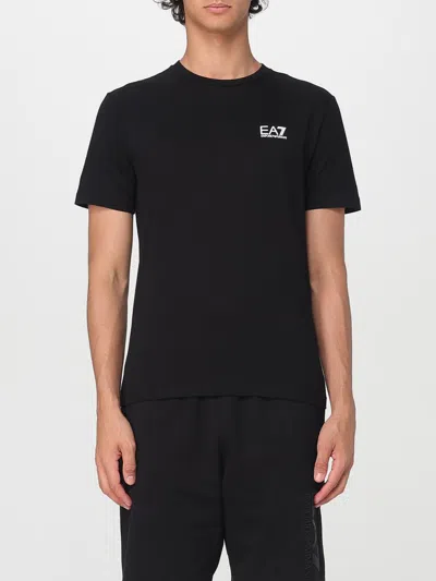 Ea7 Man T-shirt Black Size L Cotton In Black