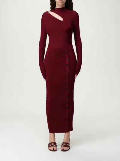 Self-portrait Self Portrait Viscose Midi Dress In Burgundy