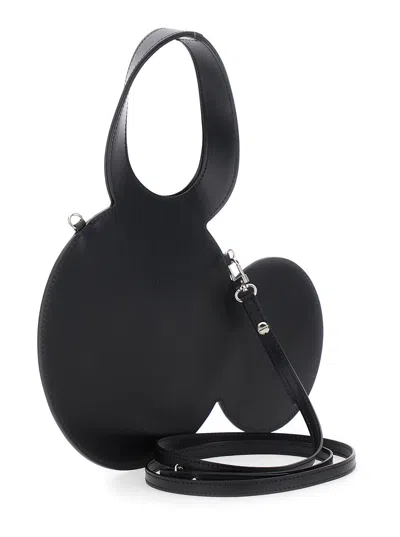 Coperni Mickey Black Handbag With Cut-out Handle And Logo Lettering On The Front In Leather