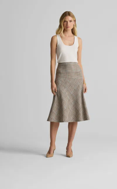 St John St. John Collection Prince Of Wales Plaid Midi Skirt In Gray