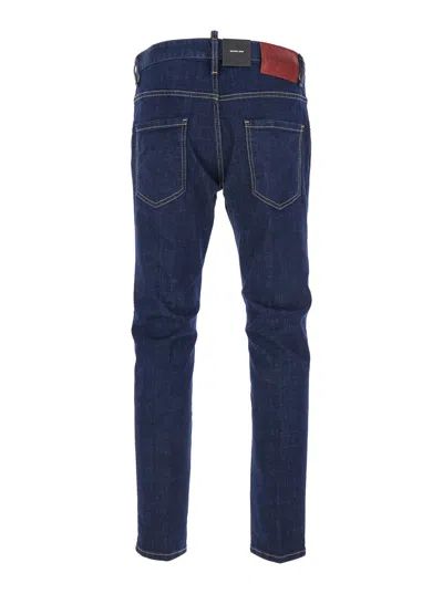 Dsquared2 Blue Jeans With Belt Loops And Logo Patch On The Rear In Blue