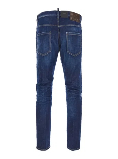 Dsquared2 Blue Jeans With Belt Loops And Logo Patch On The Rear